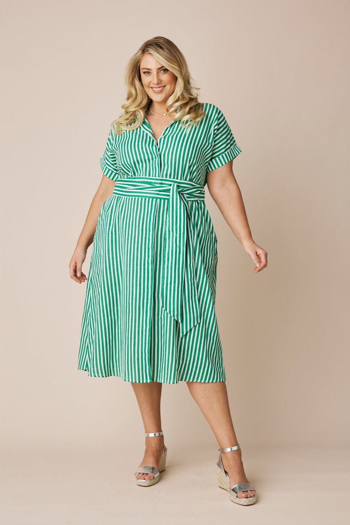 Laura Striped Dress Emerald-Pre Order Dress