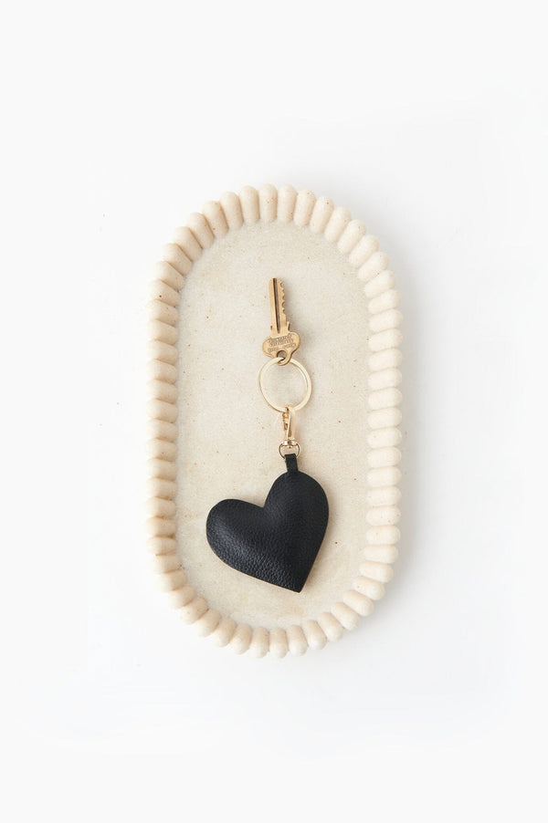 Heart Keyring Soft Leather Black Accessories