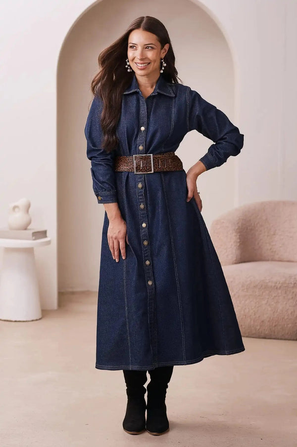 Larisa Long Sleeve Denim Dress Dress