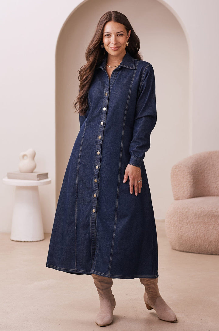 Larisa Long Sleeve Denim Dress- Pre Order Dress