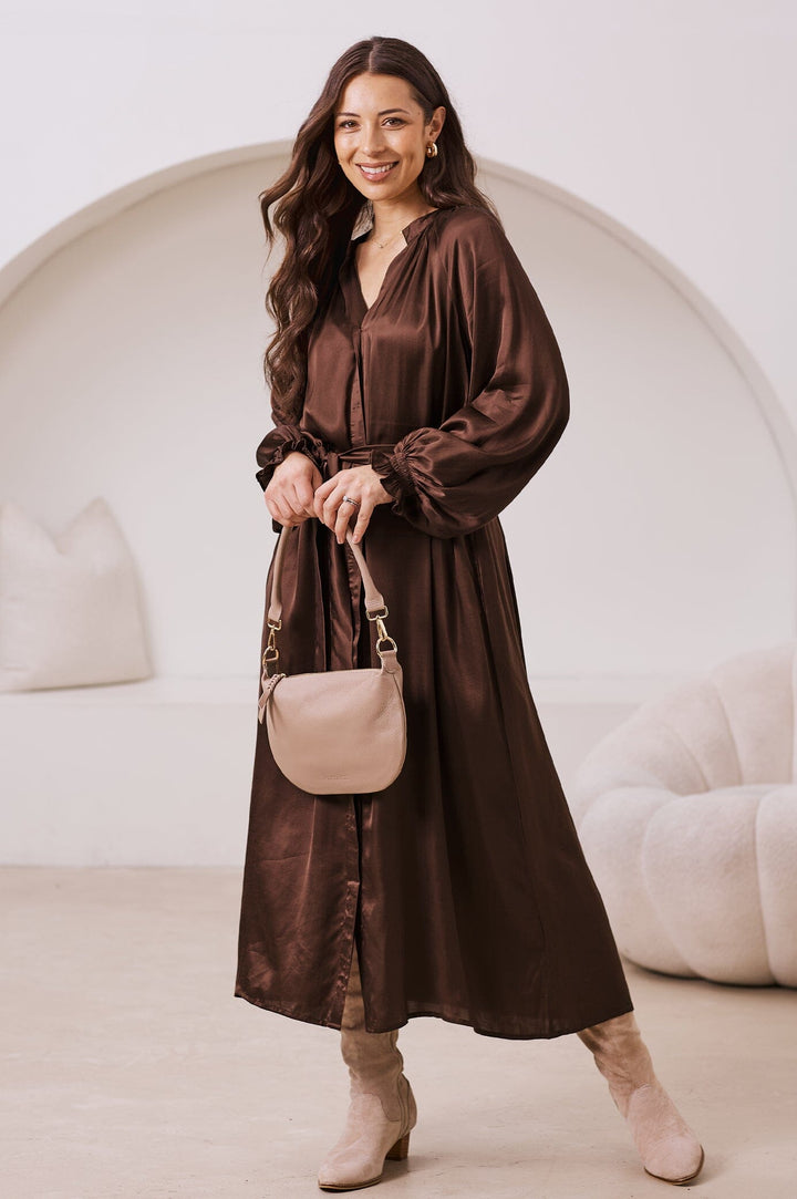 Sierra Long Sleeve Dress Brown - Pre Order Dress