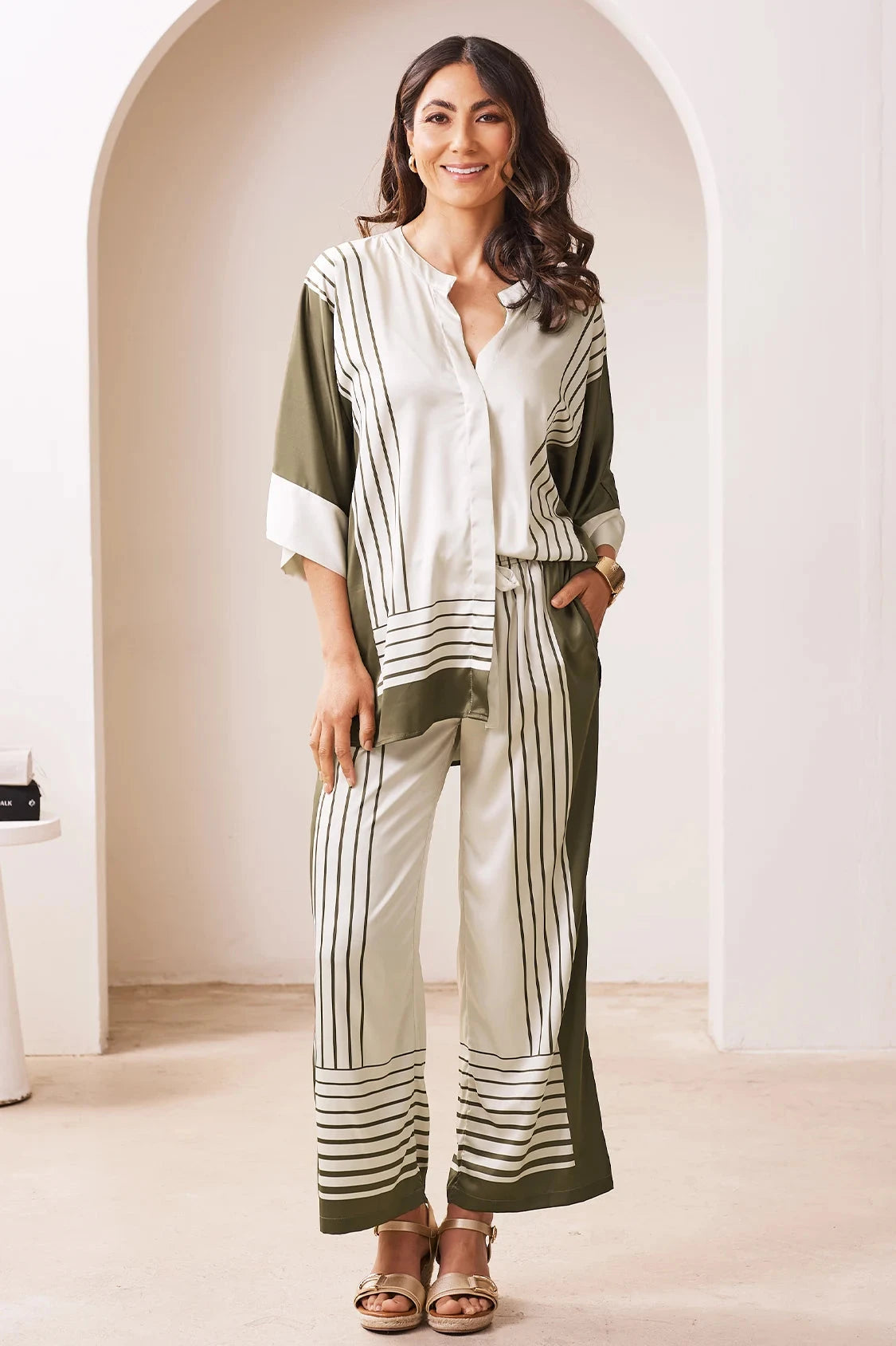 Clara Straight Leg Tie Pants in Olive Pants