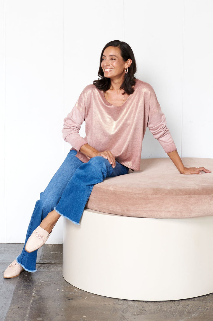 Teagan Shimmer Jumper Blush Knitwear