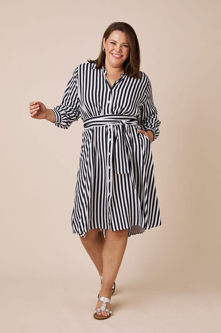 Corsica Stripe Dress Navy and White Dress