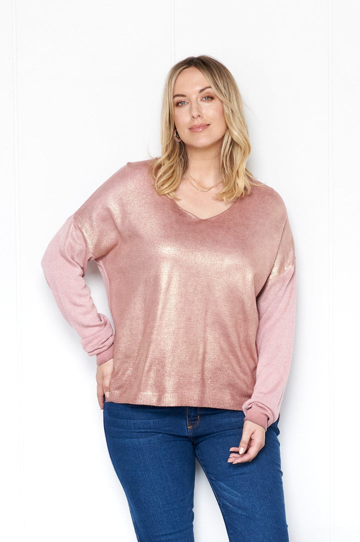 Teagan Shimmer Jumper Blush Knitwear