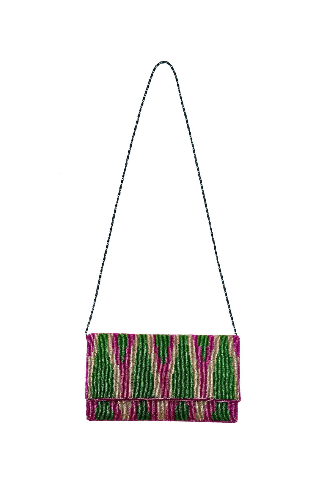 Namira Sequinned Clutch Bag Green/Pink Clutch