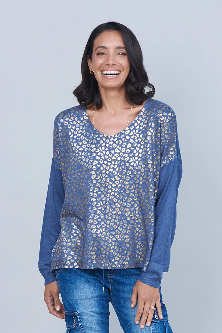 Araya Animal Print Jumper Blue Jumper