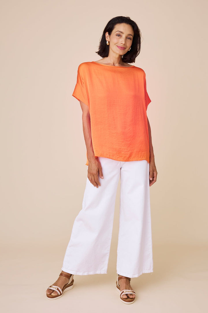 Bianca Short Sleeve Top Orange Tops