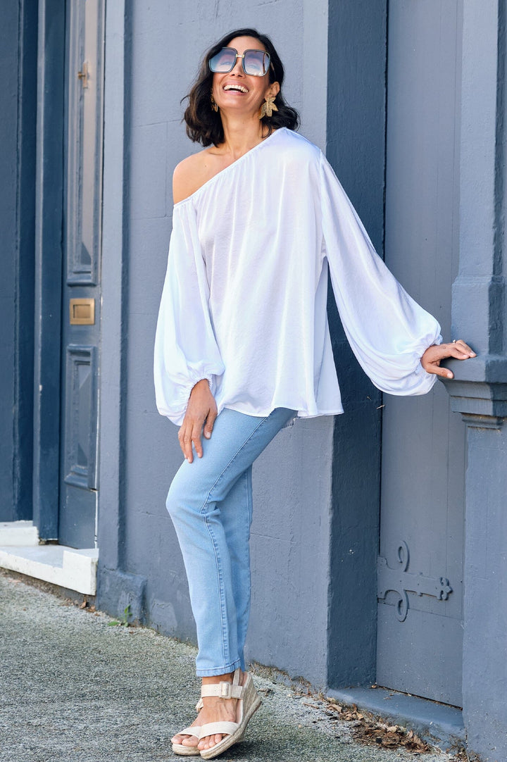 Sienna Round Neck Top White Tops