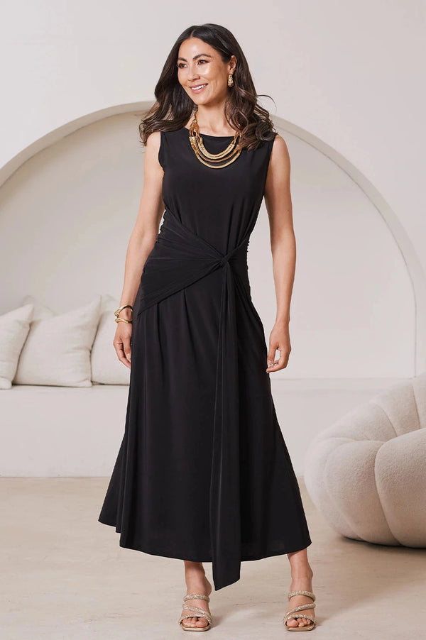 Angelica Sleeveless Midi Dress in Black Dress