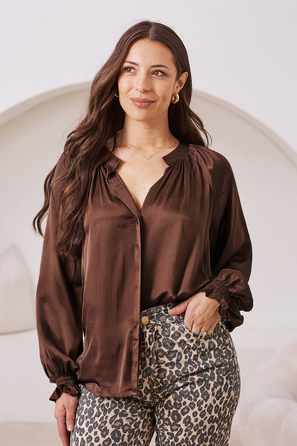 Sierra Long Sleeve Top Brown Tops
