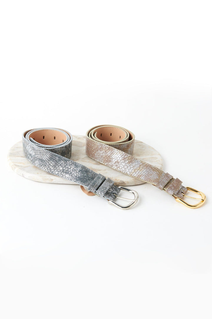 Jeans Belt Metallic Blush Snake Print Belts