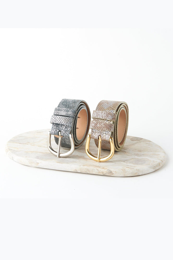 Jeans Belt Metallic Blush Snake Print Belts