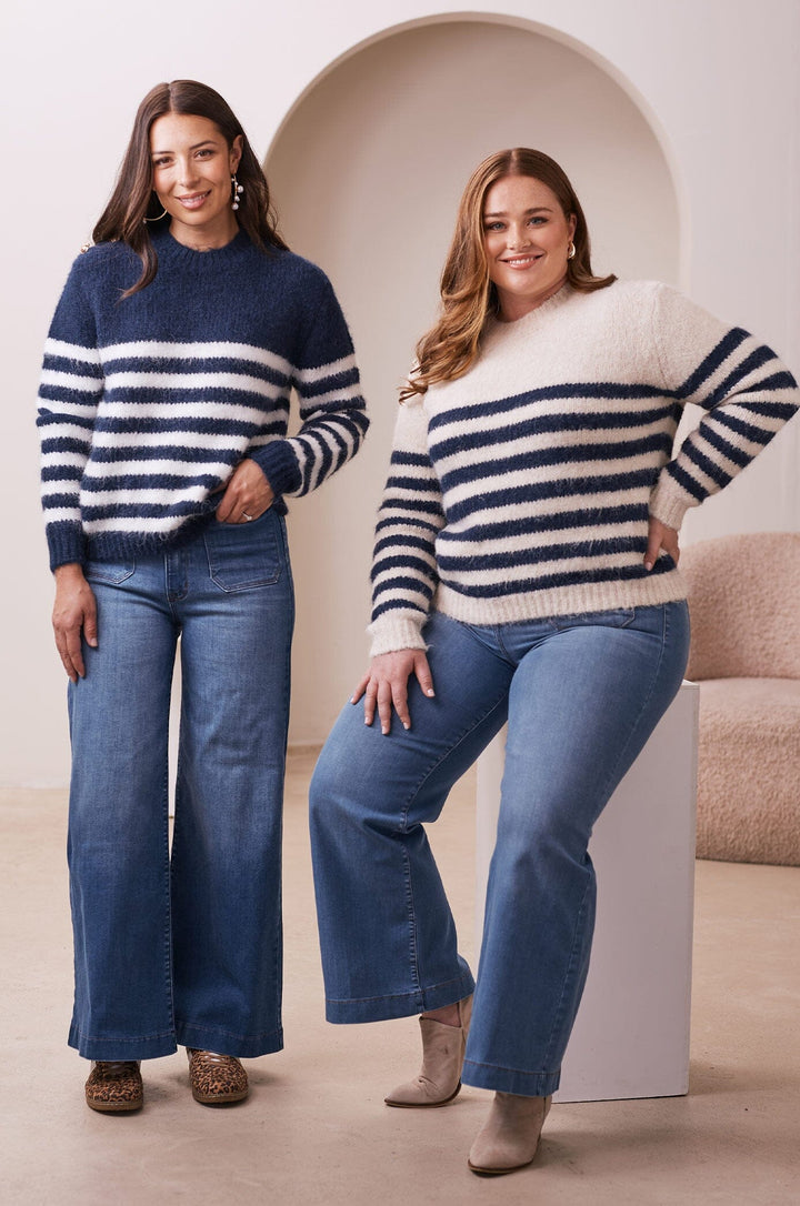 Alana Striped Jumper Navy Knitwear
