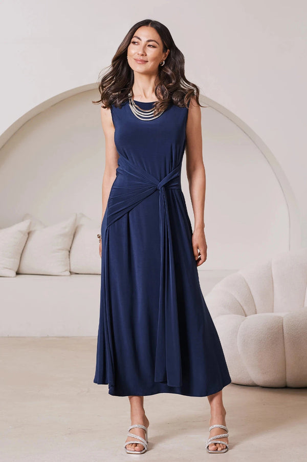 Angelica Sleeveless Midi Dress in Navy Dress