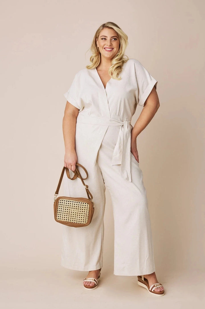 Jude Jumpsuit Linen Blend in Oatmeal Pants