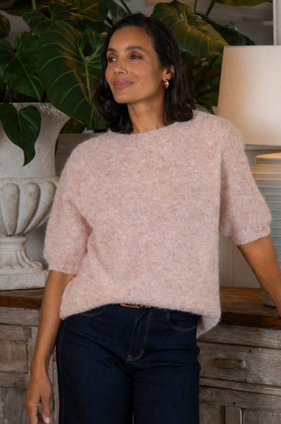 Madison Short Sleeve Knit Blush Knitwear
