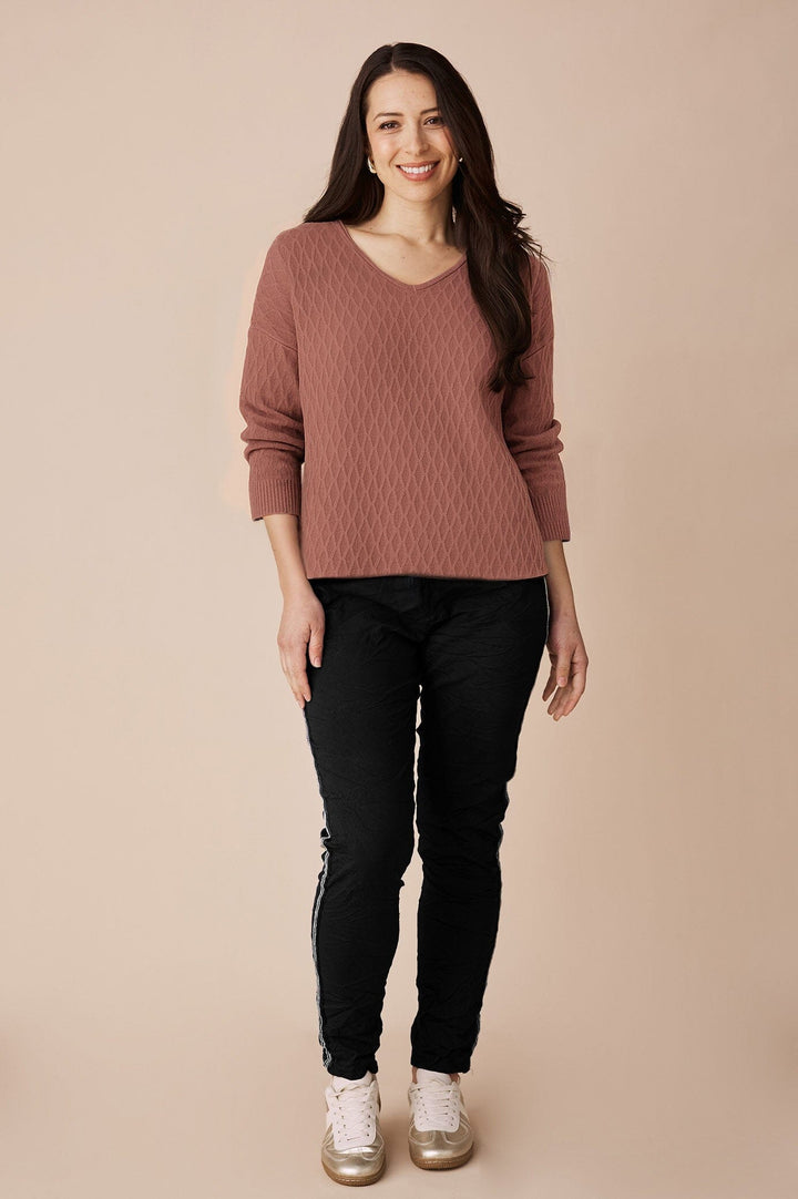 Kayla V-Neck Jumper Blush Knitwear