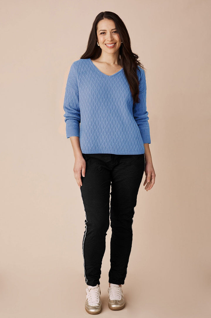 Kayla V-Neck Jumper Blue Knitwear