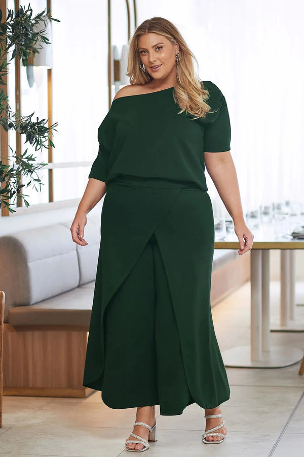 Claudette Wide Leg Pants Forest Green Pants