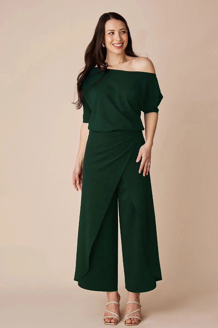 Claudette Off Shoulder Top Forest Green Tops