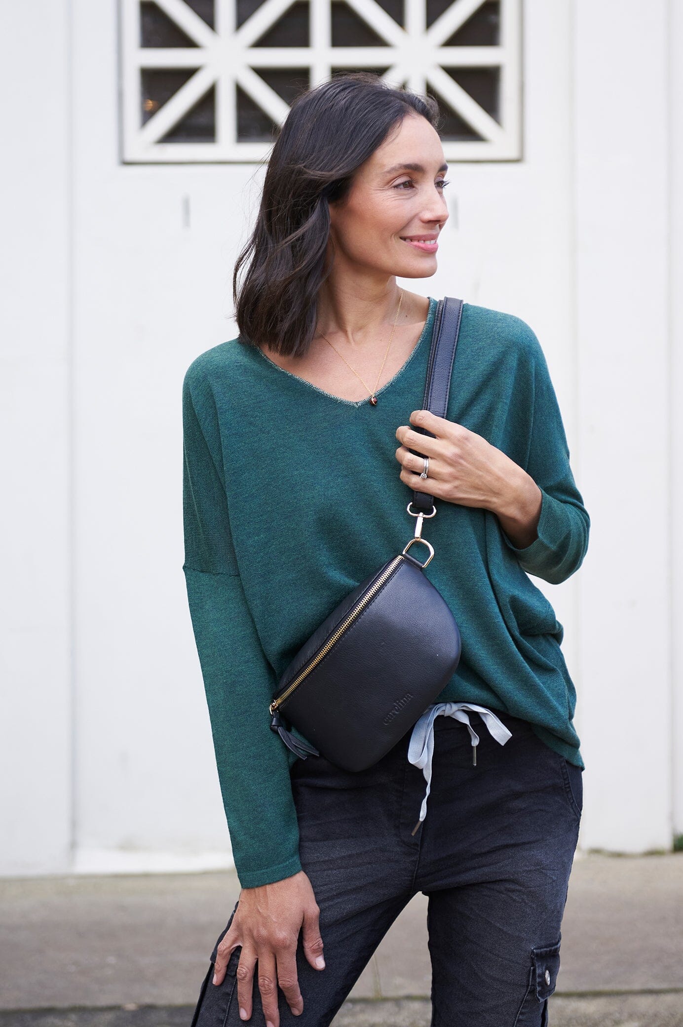 Green fine knit jumper hotsell