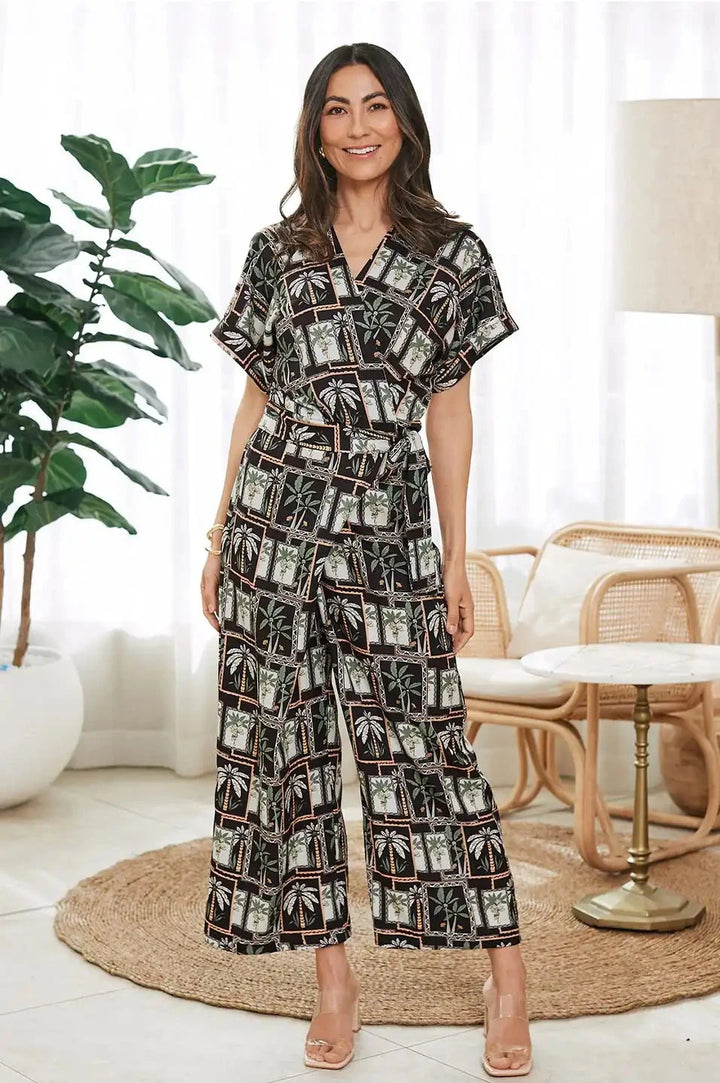 Jude Short Sleeve Jumpsuit in Maui Print- Pre Order Pants