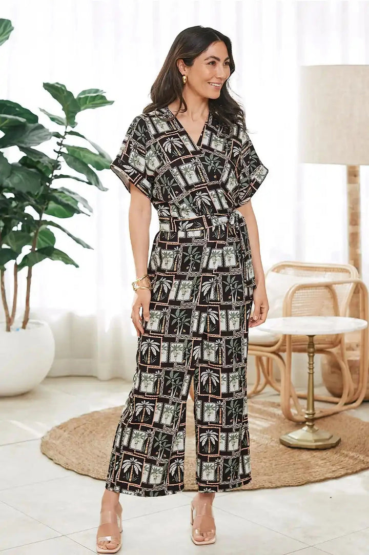Jude Short Sleeve Jumpsuit in Maui Print- Pre Order Pants