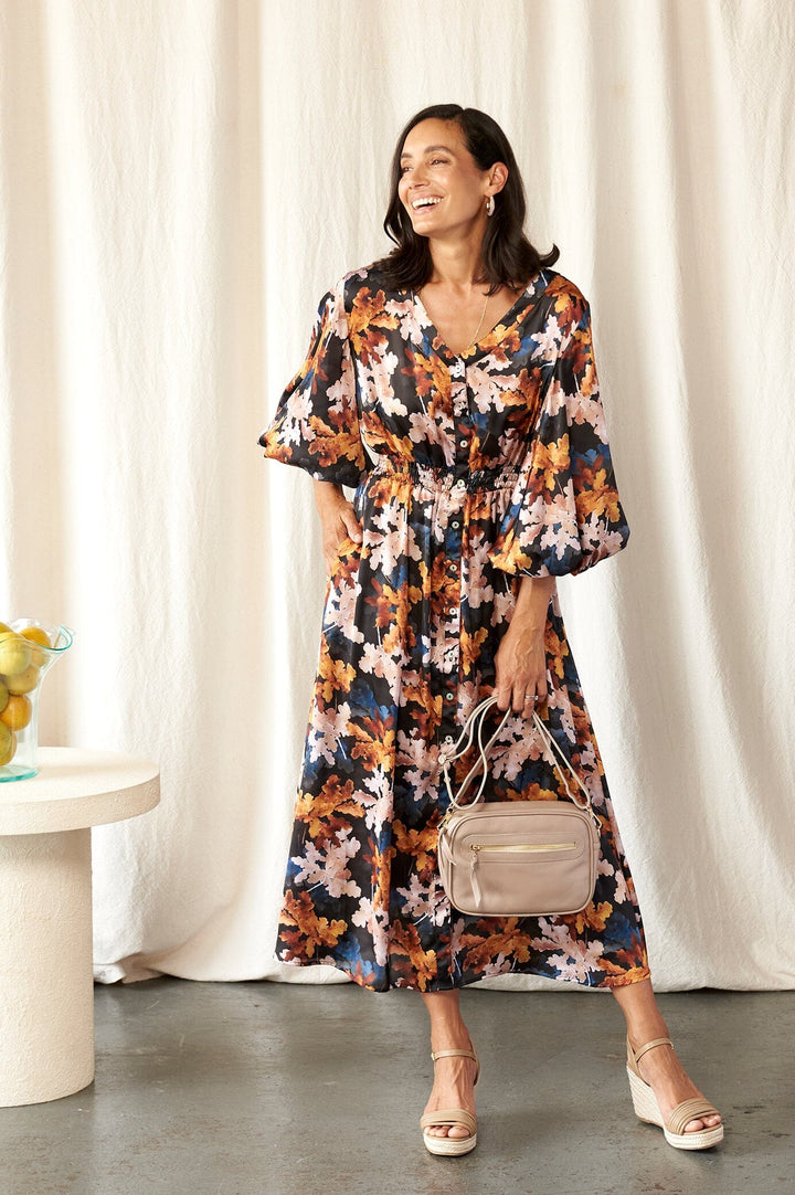 Cassia Leaf Print Dress Dress