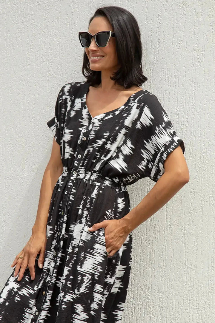 Campania Short Sleeve Dress in Black Dress