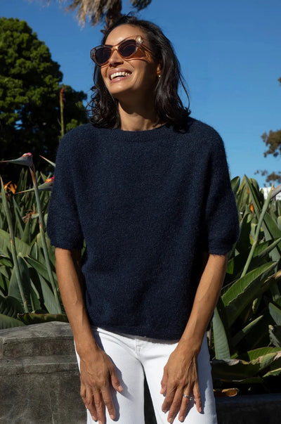 Madison Short Sleeve Knit Navy Knitwear
