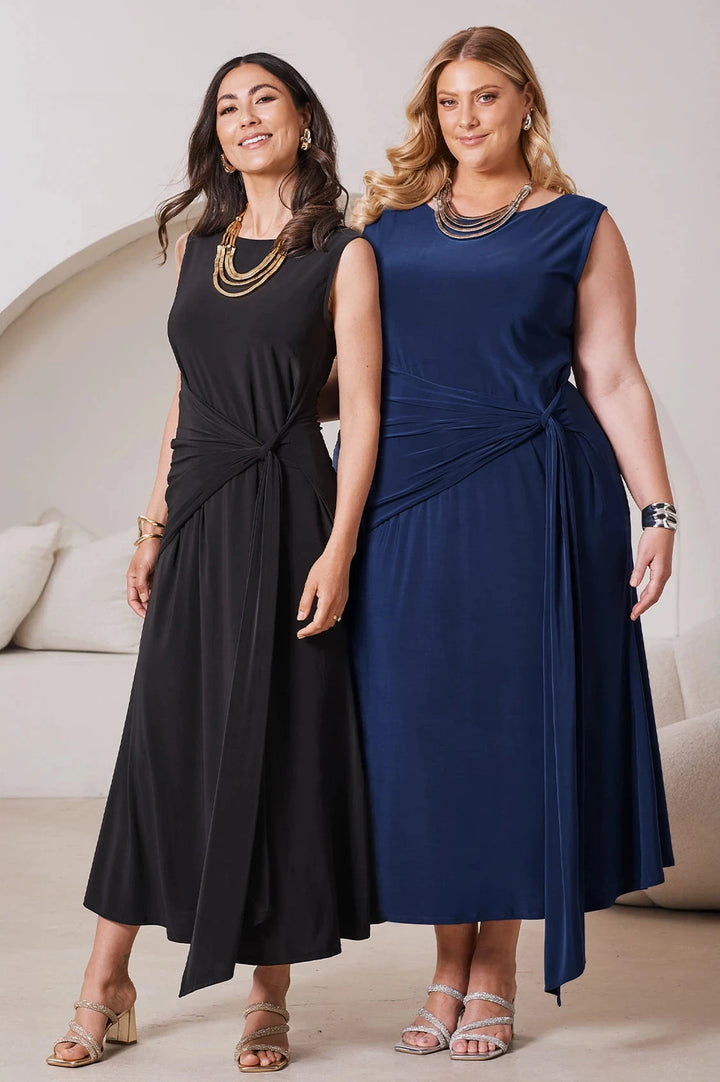 Angelica Sleeveless Midi Dress in Navy Dress