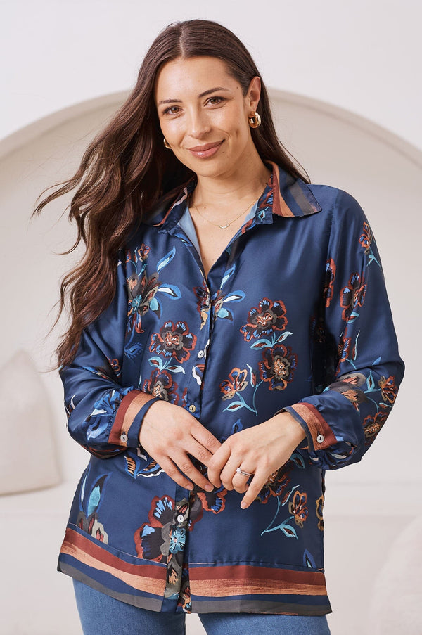 Louise Long Sleeve Collared Top Tops