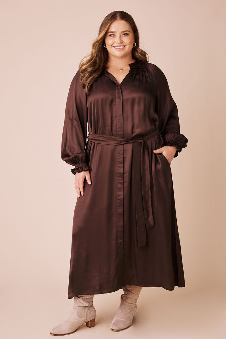 Sierra Long Sleeve Dress Brown - Pre Order Dress