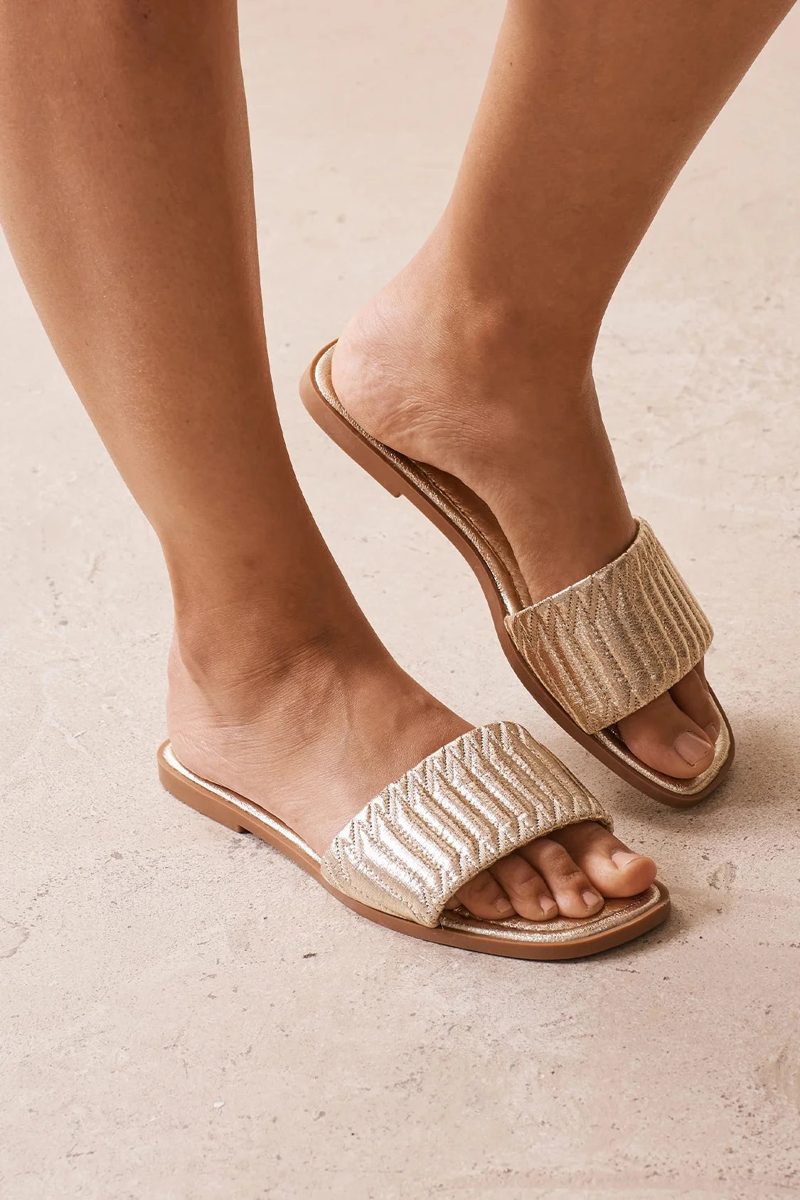 Marcelina Metallic Slides Gold Shoes