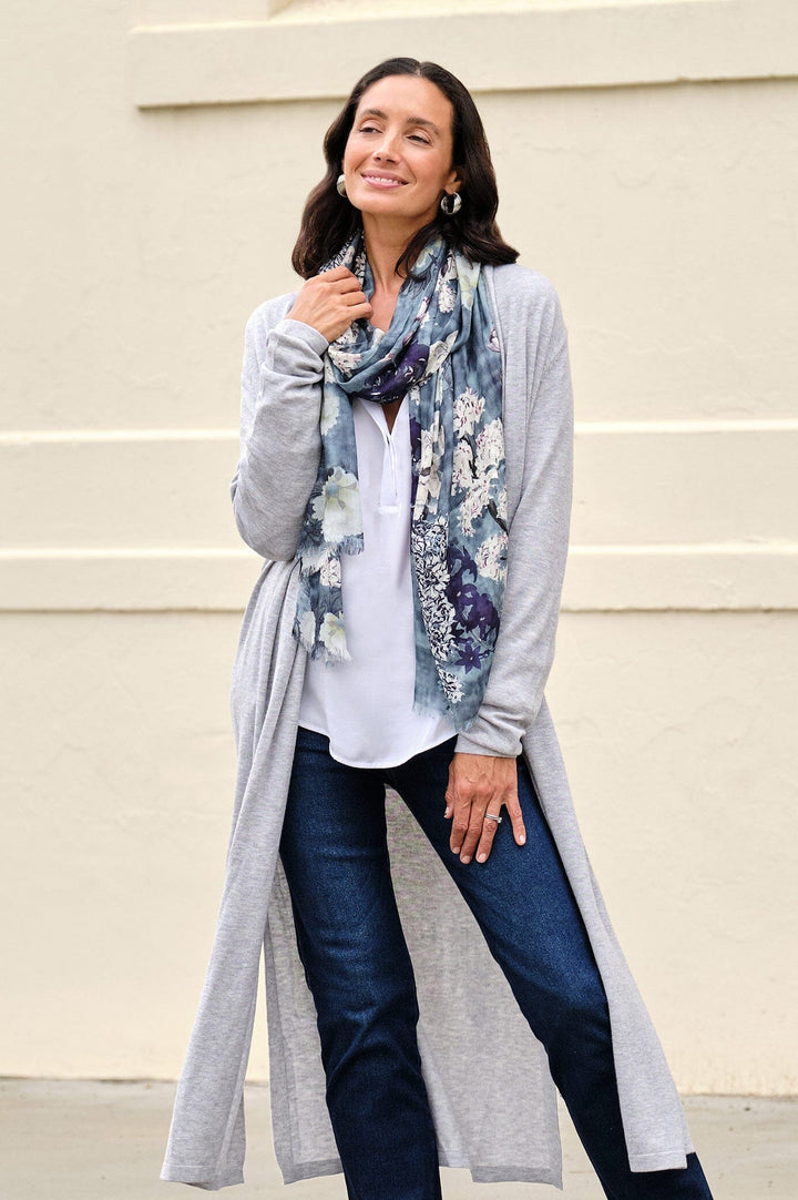 Lissy Floral Modal Scarf Slate Blue Scarves