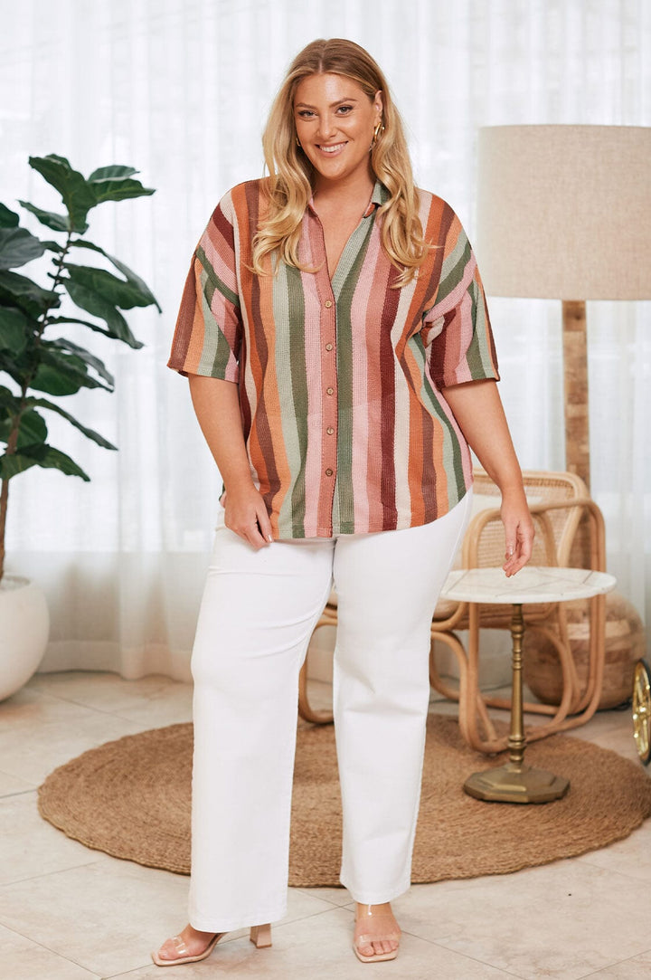 Quinn Short Sleeve Collared Top Tops