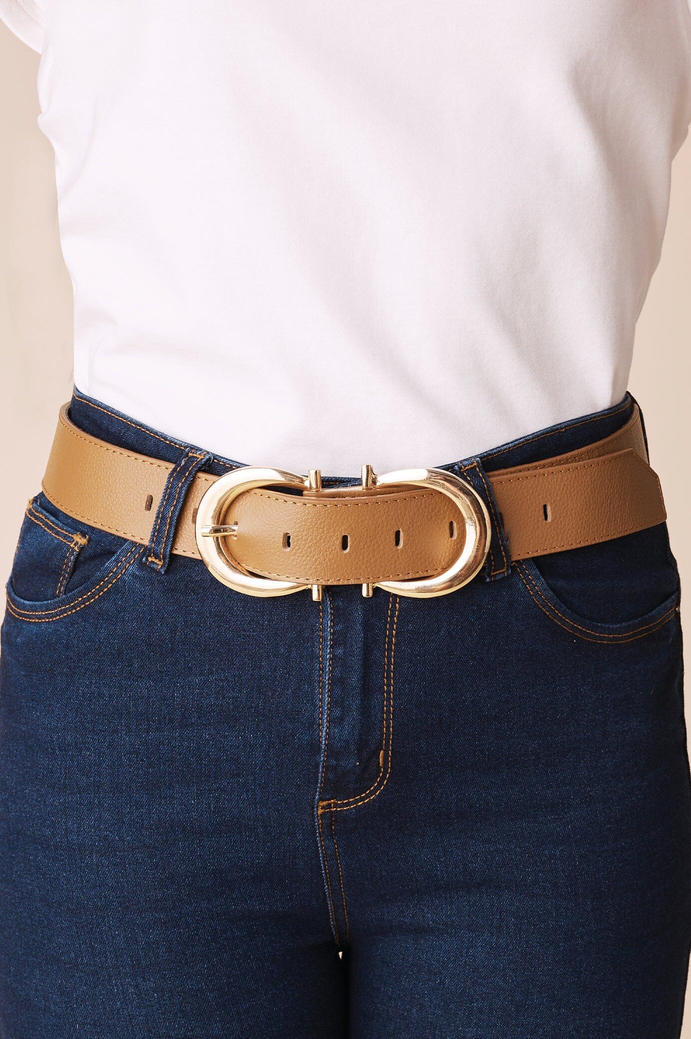 Ivy Double Buckle Belt Tan Soft Leather Belts