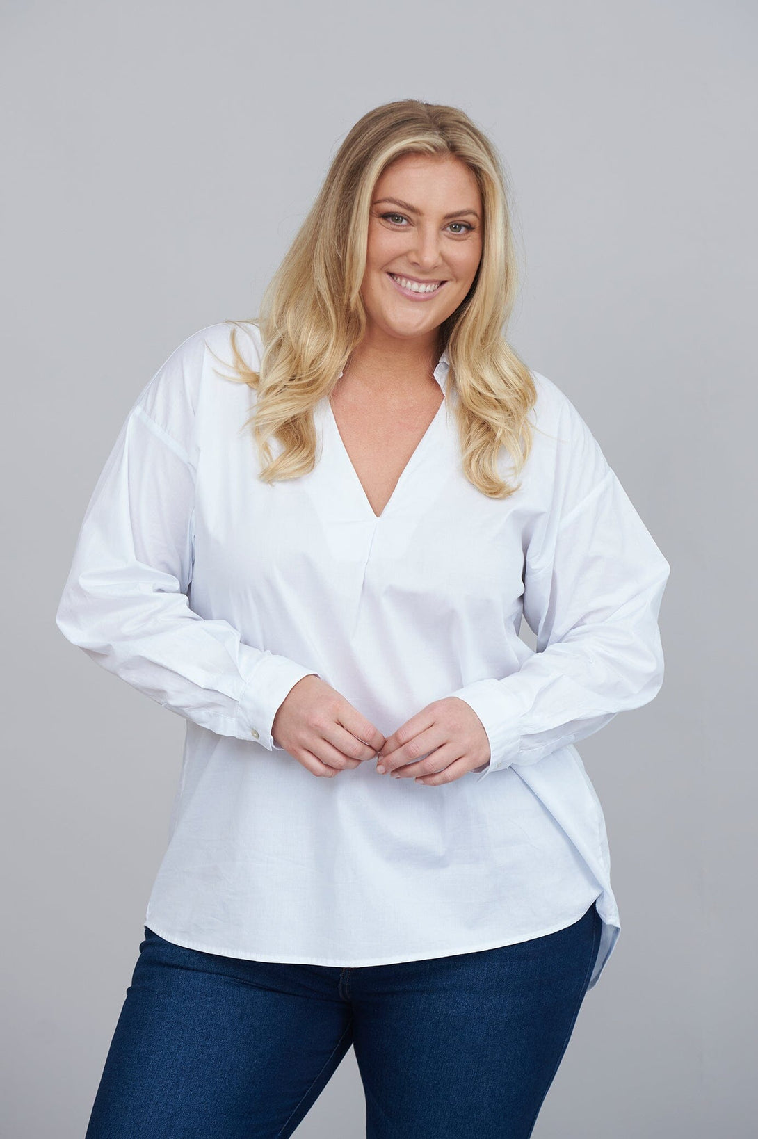 Lynette Collared Long Sleeve Shirt White Tops