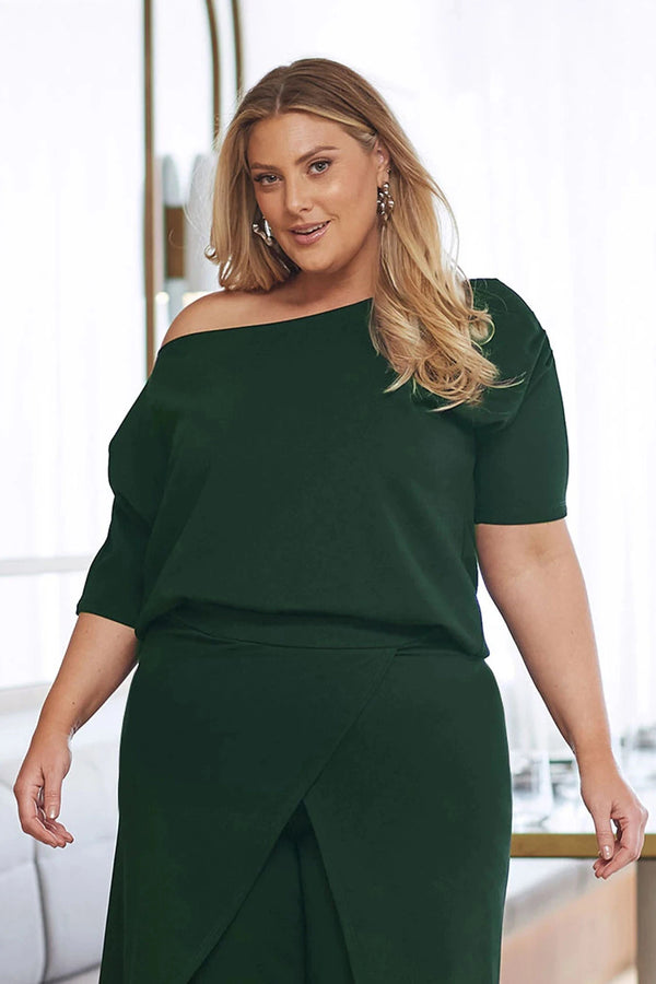 Claudette Off Shoulder Top Forest Green Tops