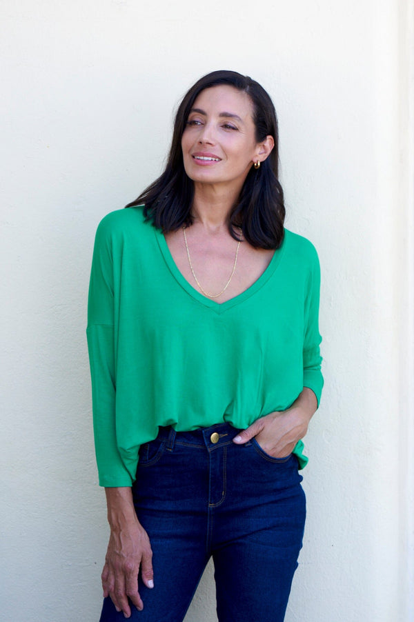 Erica Essential Long Sleeve Top Emerald Tops