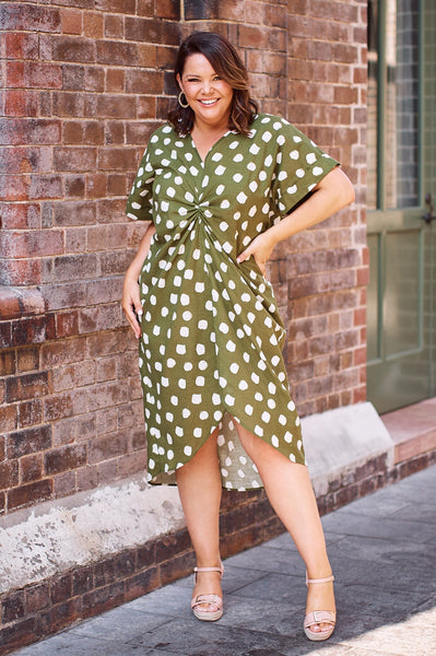 Green and white polka sale dot dress