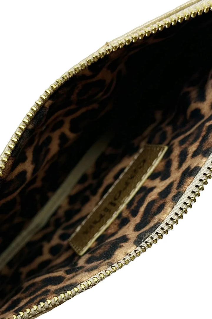 Amalia Leather Clutch Bag Gold Handbags