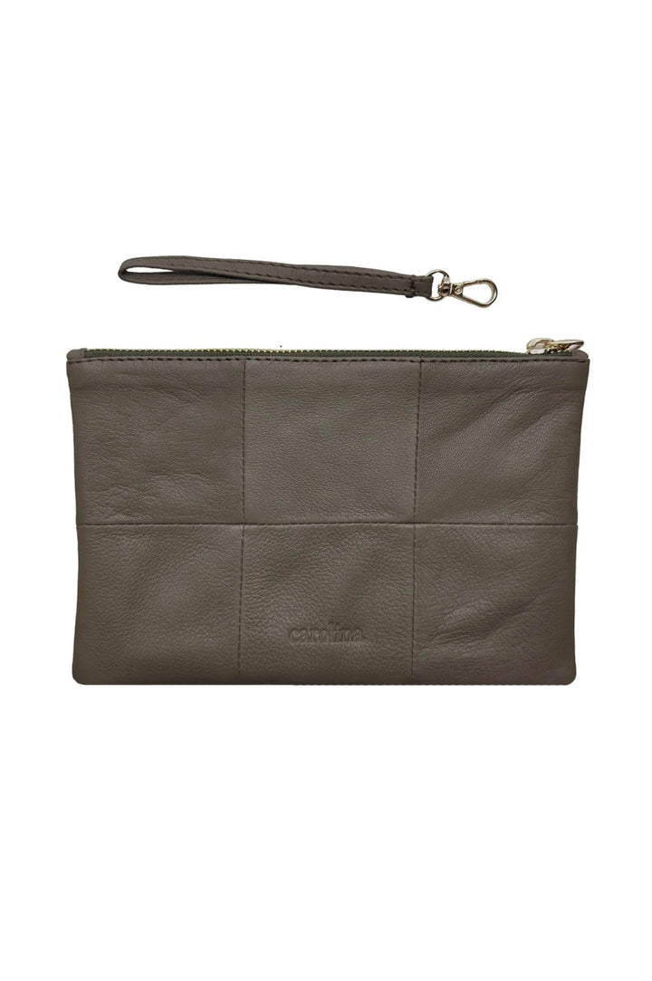 Amalia Leather Clutch Bag Khaki Handbags