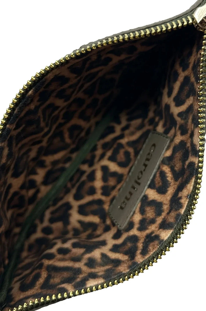 Amalia Leather Clutch Bag Khaki Handbags