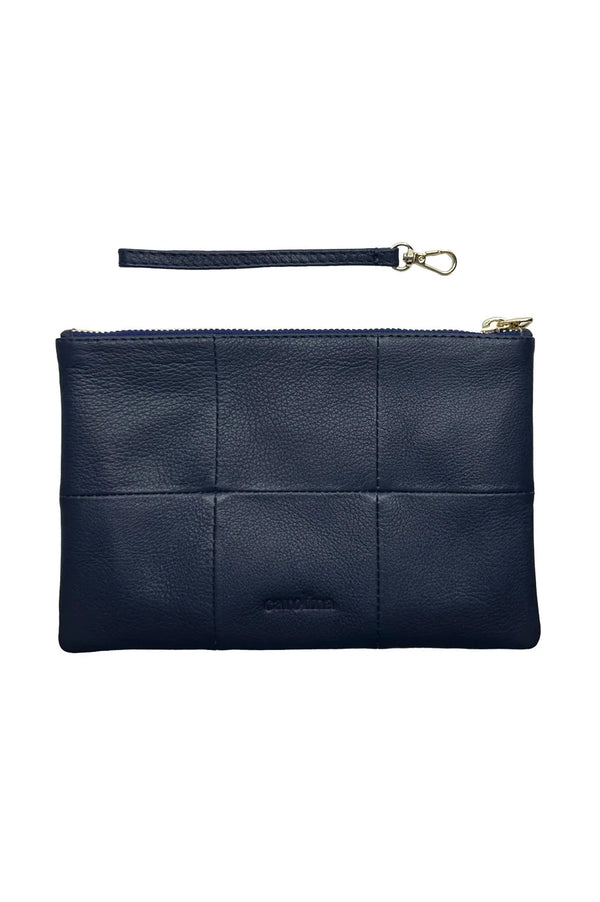 Amalia Leather Clutch Bag Navy Handbags