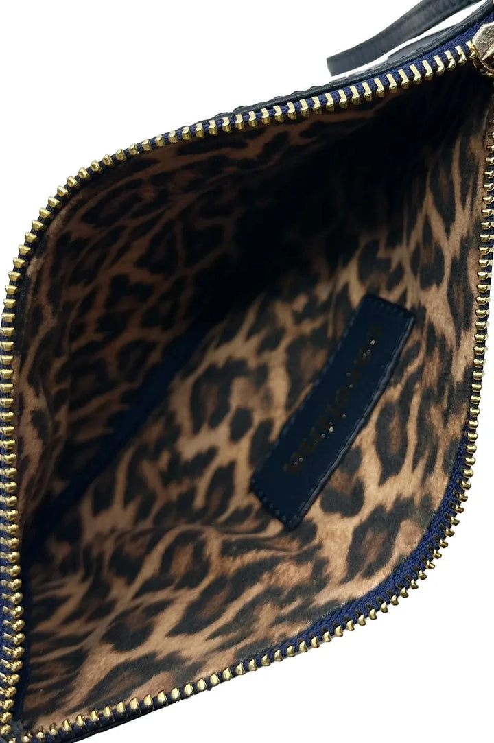 Amalia Leather Clutch Bag Navy Handbags
