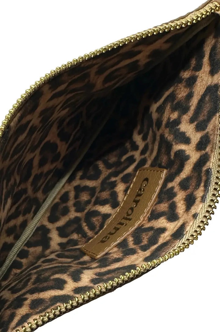 Amalia Leather Clutch Bag Tan Handbags