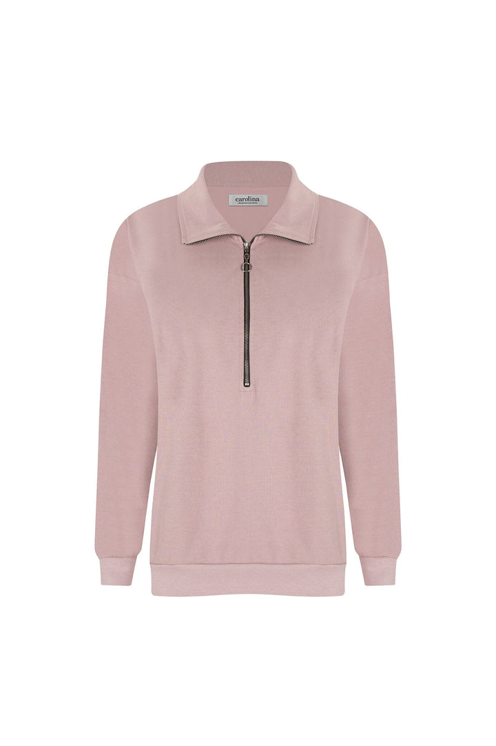 Amara Half Zip Jumper Blush Knitwear