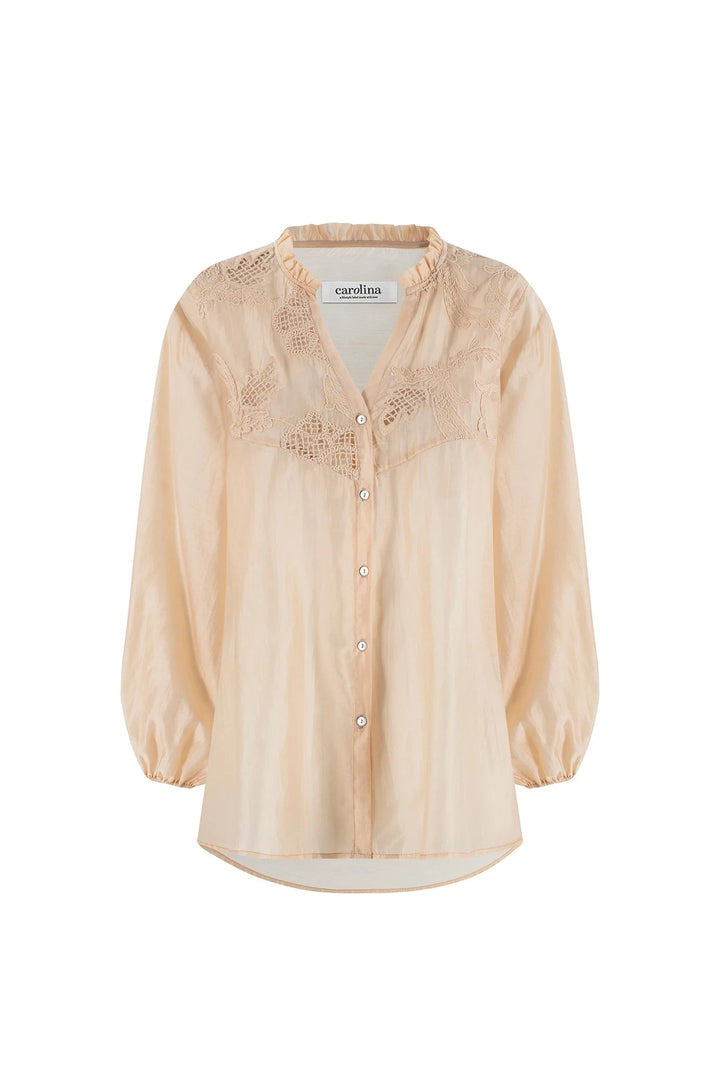 Aria Embroidered 3/4 Sleeve Top Butter Yellow Tops